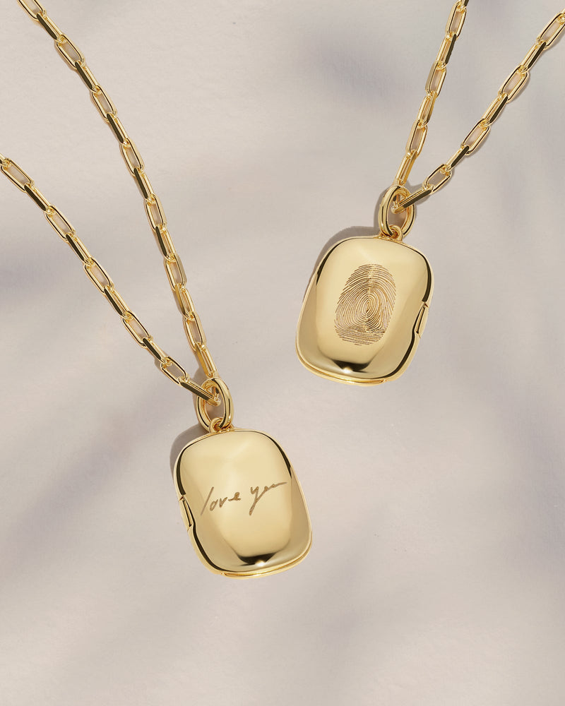 The Fingerprint & Handwriting Rectangle Locket Necklace