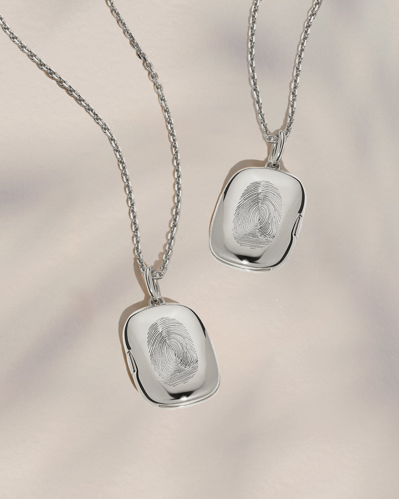 The Double Sided Fingerprint Rectangle Locket Necklace
