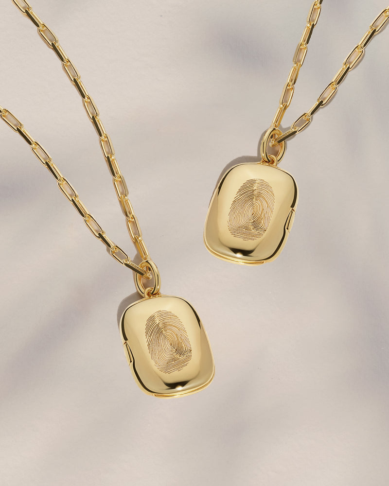 The Double Sided Fingerprint Rectangle Locket Necklace