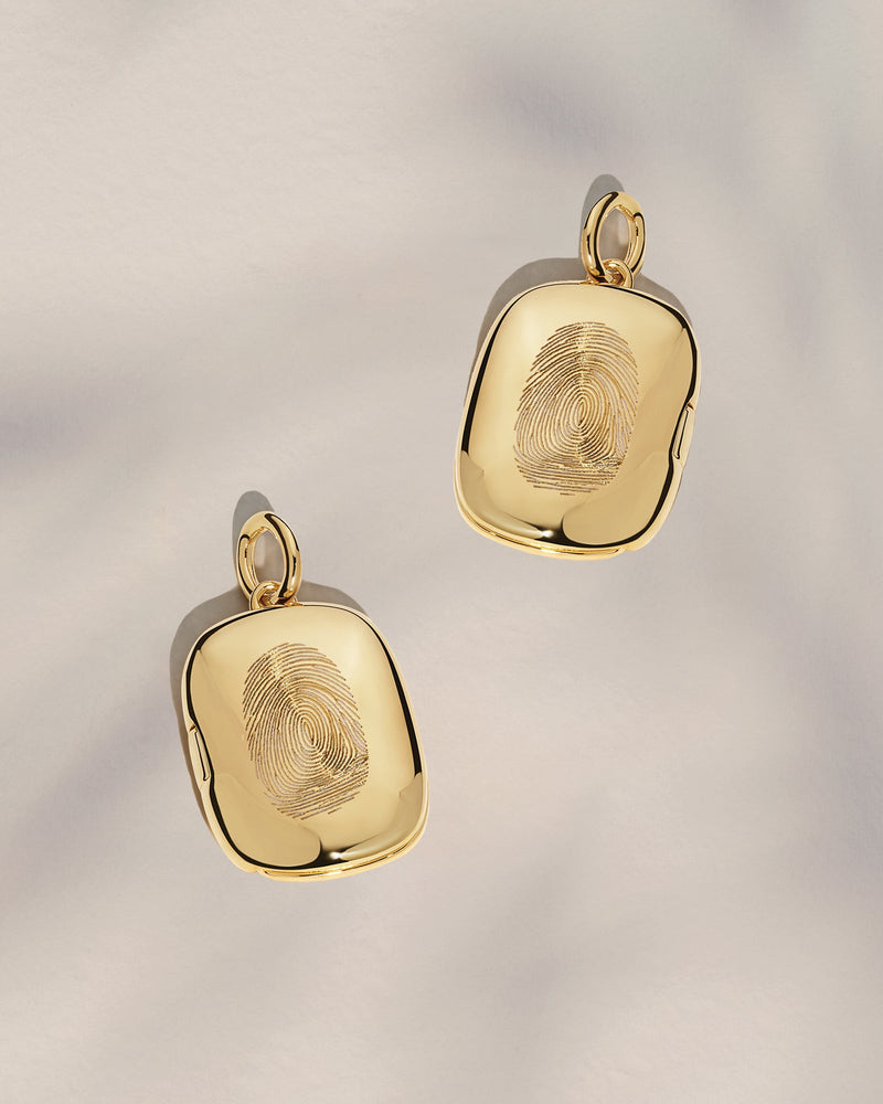 The Double Sided Fingerprint Rectangle Locket Pendant