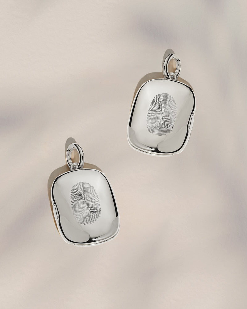 The Double Sided Fingerprint Rectangle Locket Pendant