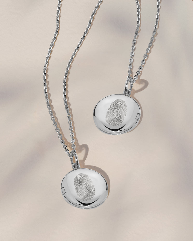 The Double Sided Fingerprint Round Locket Necklace