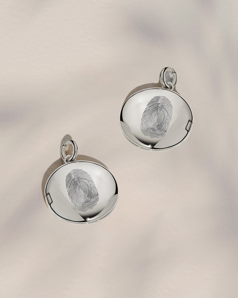 The Double Sided Fingerprint Round Locket Pendant