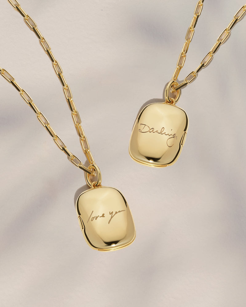 The Double Sided Handwriting Rectangle Locket Necklace