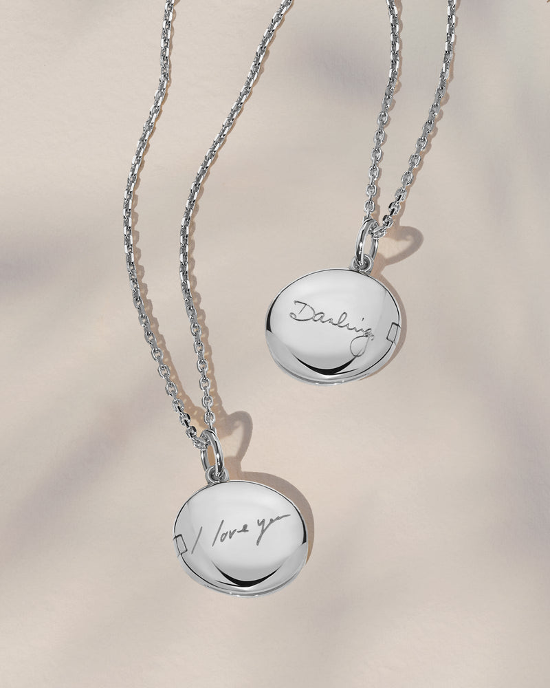 The Double Sided Handwriting Round Locket Necklace