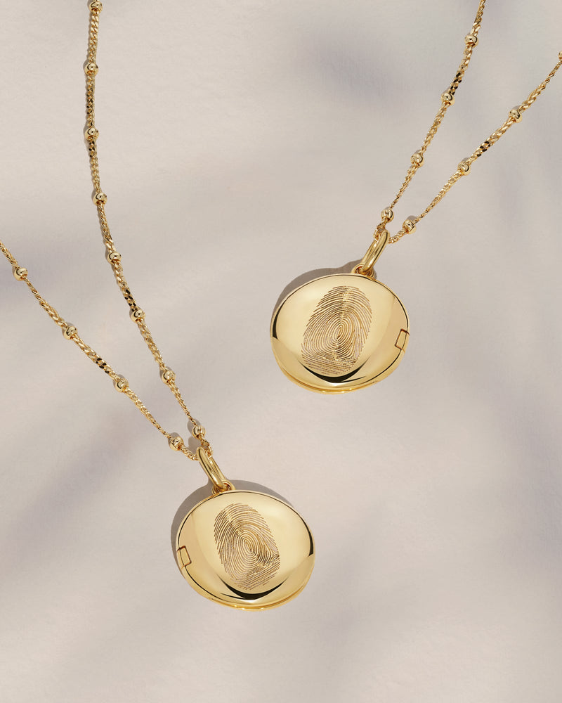 The Double Sided Fingerprint Round Locket Necklace
