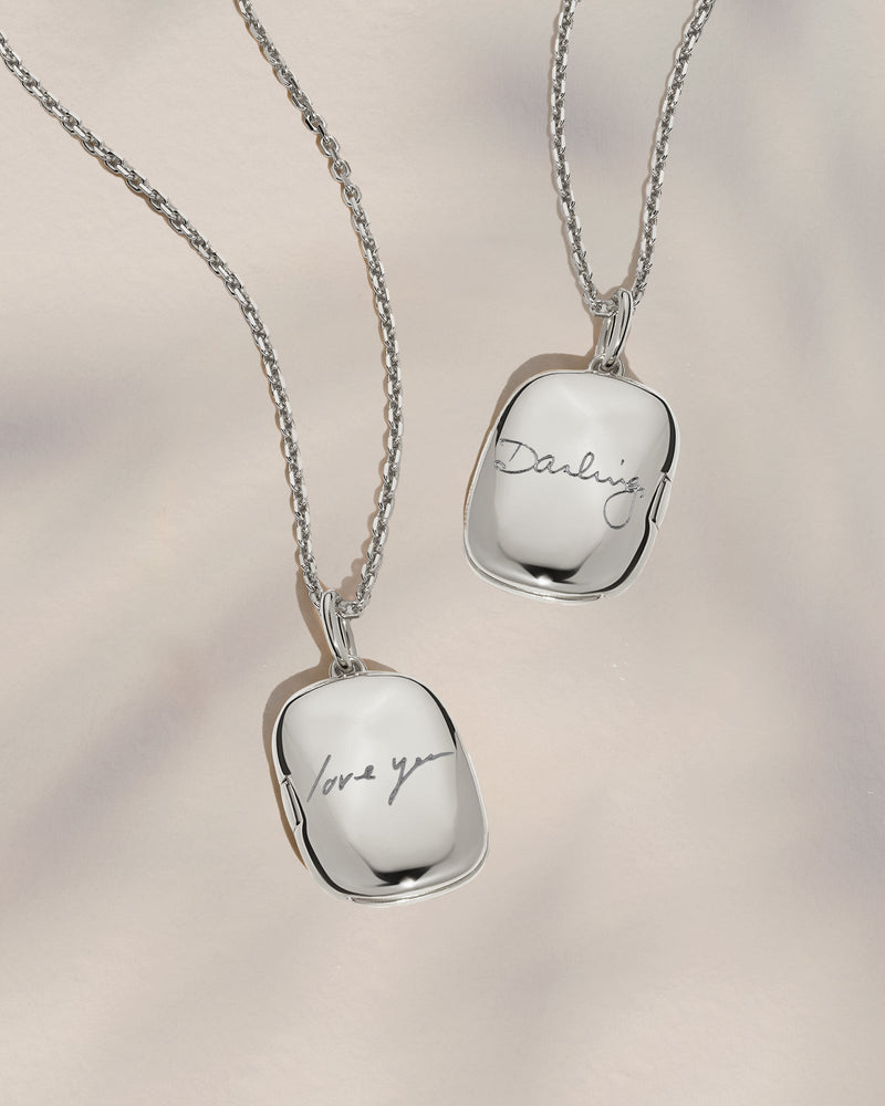 The Double Sided Handwriting Rectangle Locket Necklace