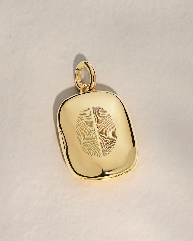 The Duo Fingerprint Rectangle Locket Pendant