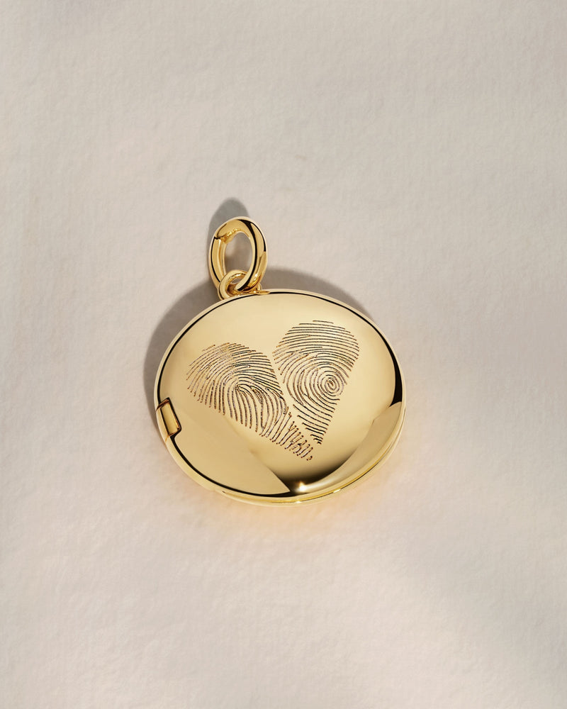 The Heart Duo Fingerprint Round Locket Pendant