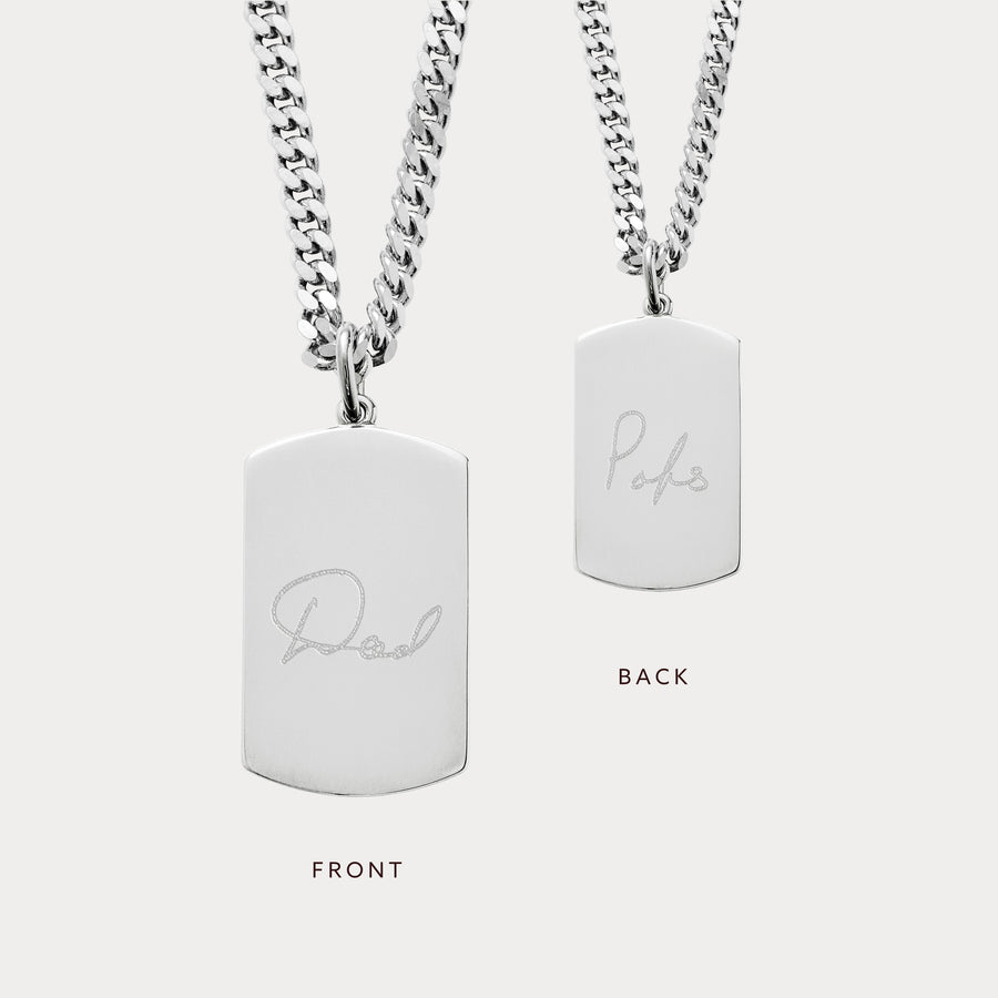 The Double Sided Handwriting Necklace | Curb Chain - Deja Marc Australia HQ